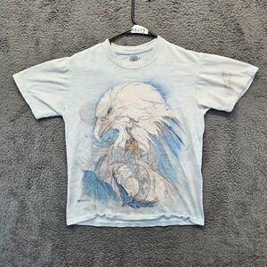 The Mountain Peace at Last T-Shirt Men Small Blue Eagle Graphic Short‎ Sleeve